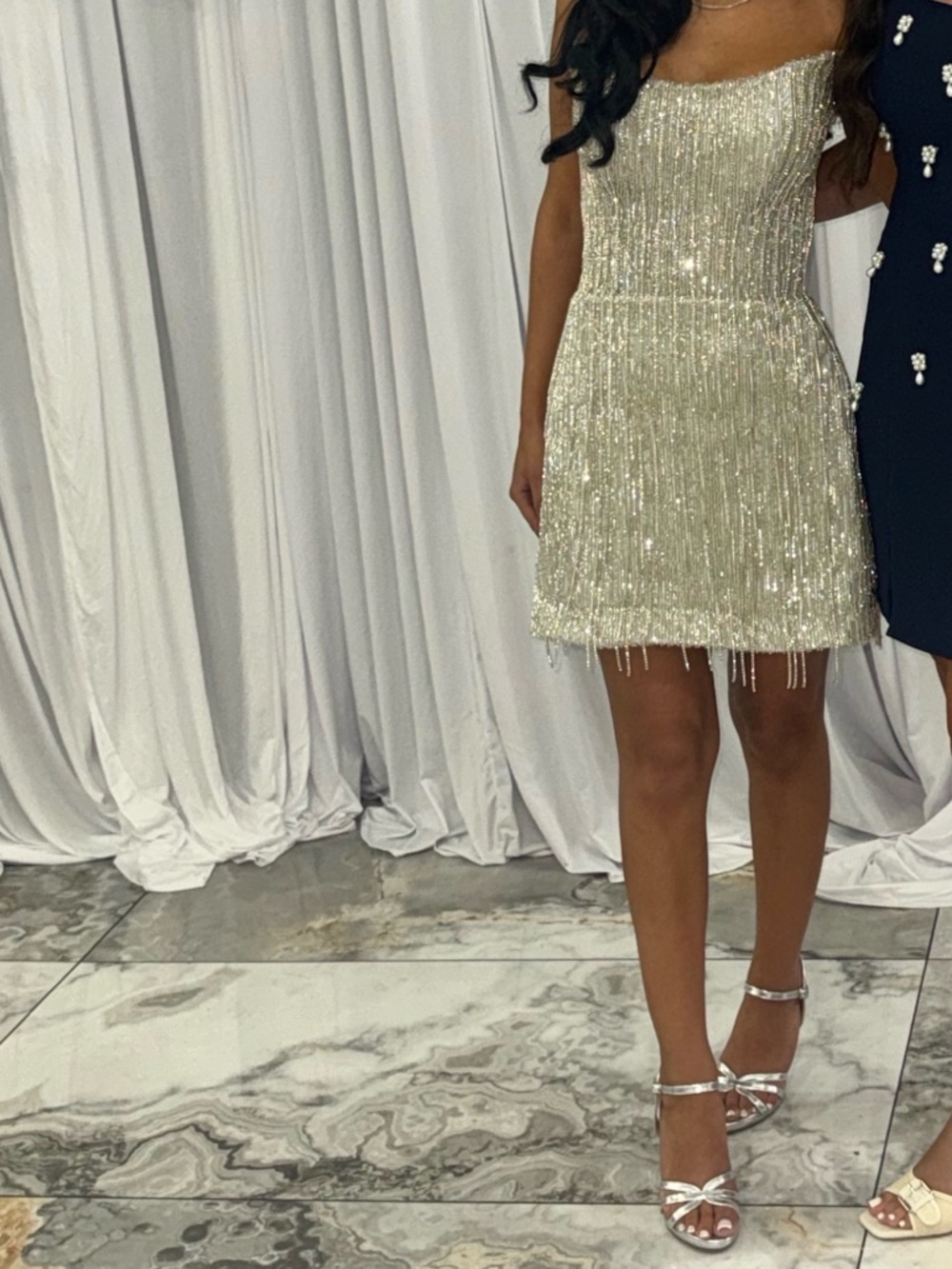 Othr Gold Sequin Mini Dress with Fringe